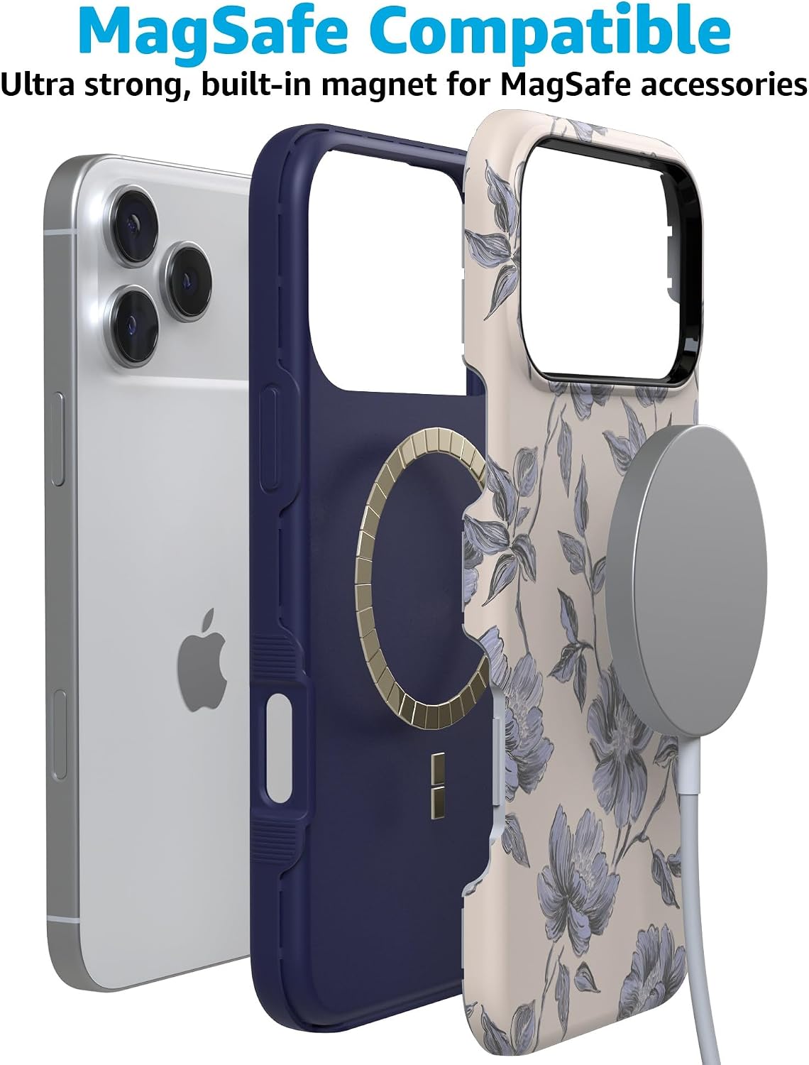 71YDAp191L._AC_SL1500_ Casely iPhone 17 Pro Max Case | Ink & Iris | Vintage Floral | Bold Protective Design | Compatible with MagSafe