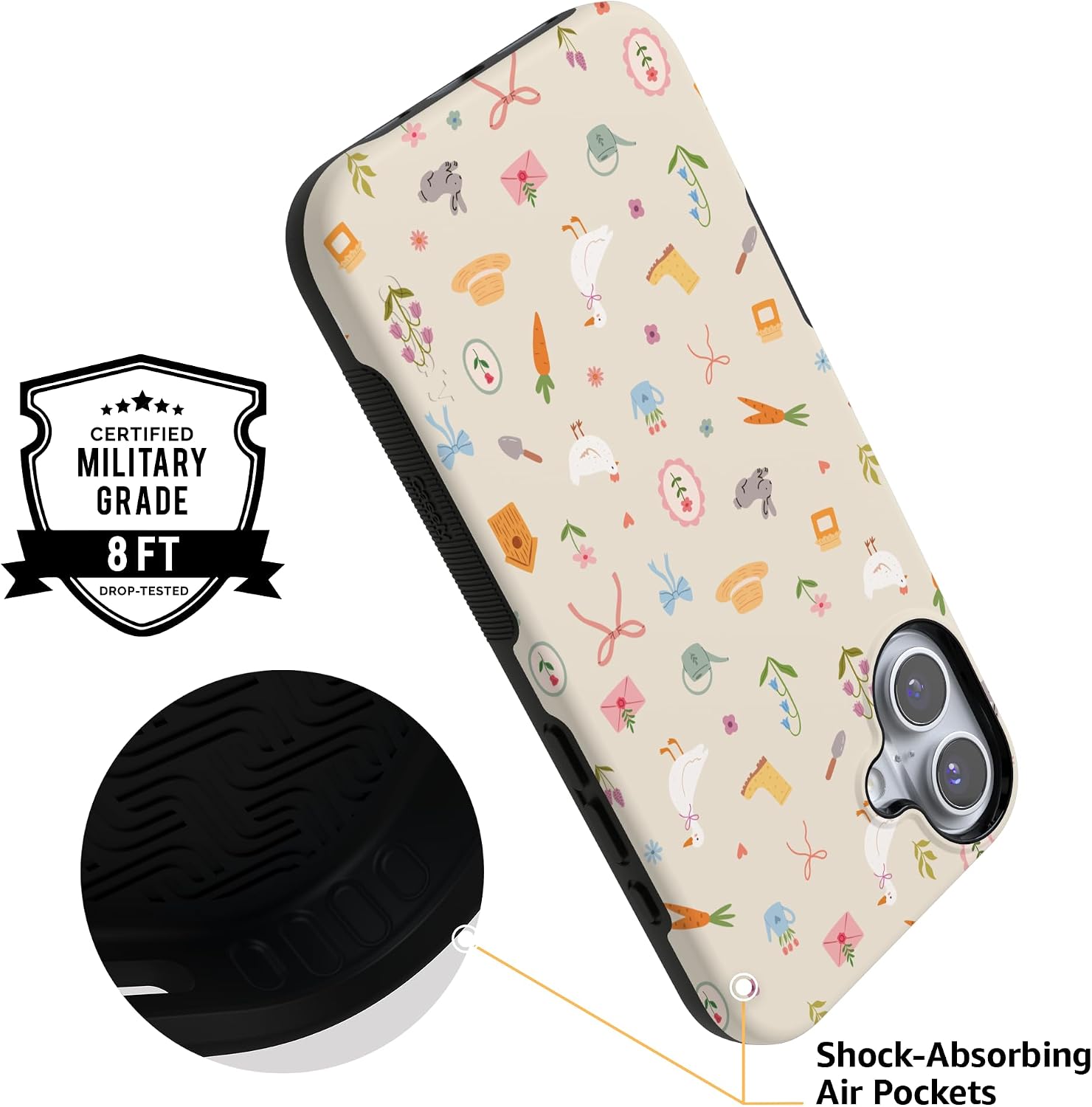 71YPgsSfvhL._AC_SL1500_ Casely iPhone 16 Plus Case | Hoppy Garden | Spring Things | Bold Protective Design | Compatible with MagSafe