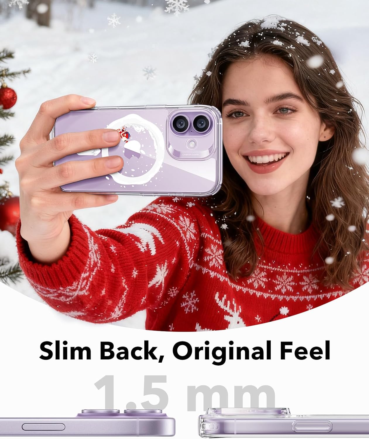 71YUkUwZ1oL._AC_SL1500_ ESR for iPhone 17 Case, Camera Control Cover, Compatible with MagSafe, Shockproof Military-Grade Protection, Magnetic Phone Case for iPhone 17, Classic Hybrid Case, Santa Skater
