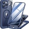 Miracase Magnetic for iPhone 12 Pro Max Case [Compatible with MagSafe] Full-Body Phone case with Built-in Glass Screen Protector& Camera Protector, Military Drop Proof 12 Pro Max Cover, Blue