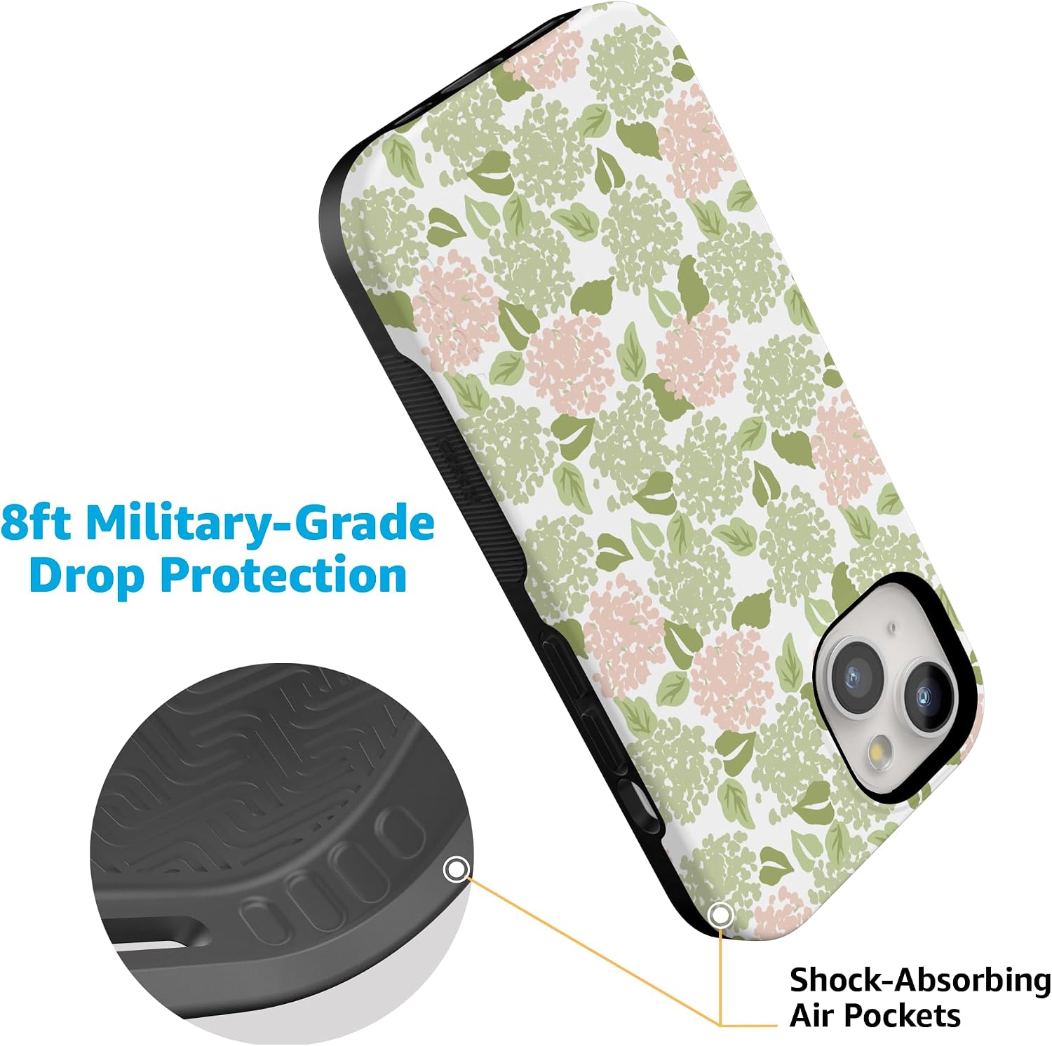 71ZA4bKulCL._AC_SL1500_ Casely iPhone 15 Plus Case | Hydrangea Haze | Floral Garden | Bold Protective Design | Compatible with MagSafe