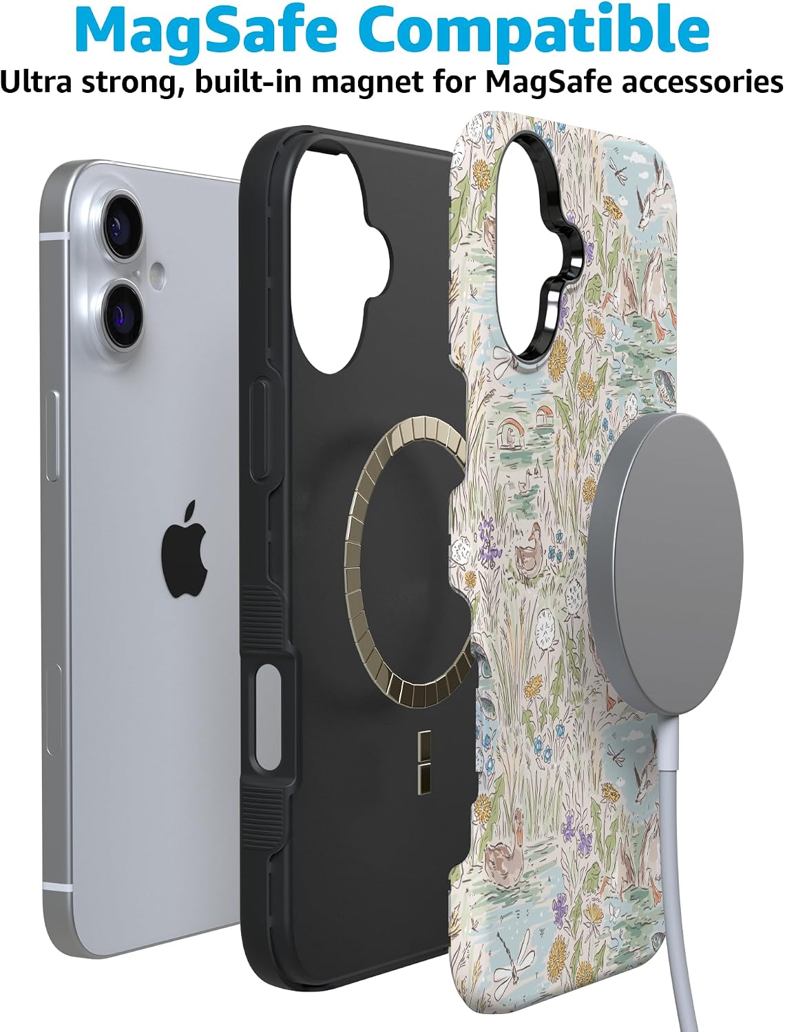71ZksohPWrL._AC_SL1500_ Casely iPhone 16 Plus Case | The Waddle Path | Duck Pond | Bold Protective Design | Compatible with MagSafe