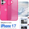 Eastinbox for iPhone 17 Case [16FT Military Grade Shockproof], Anti-Slip Anti-Scratch, Slim Translucent Frosted Matte Phone Cover, Case for i Phone17 6.3", Hotpink