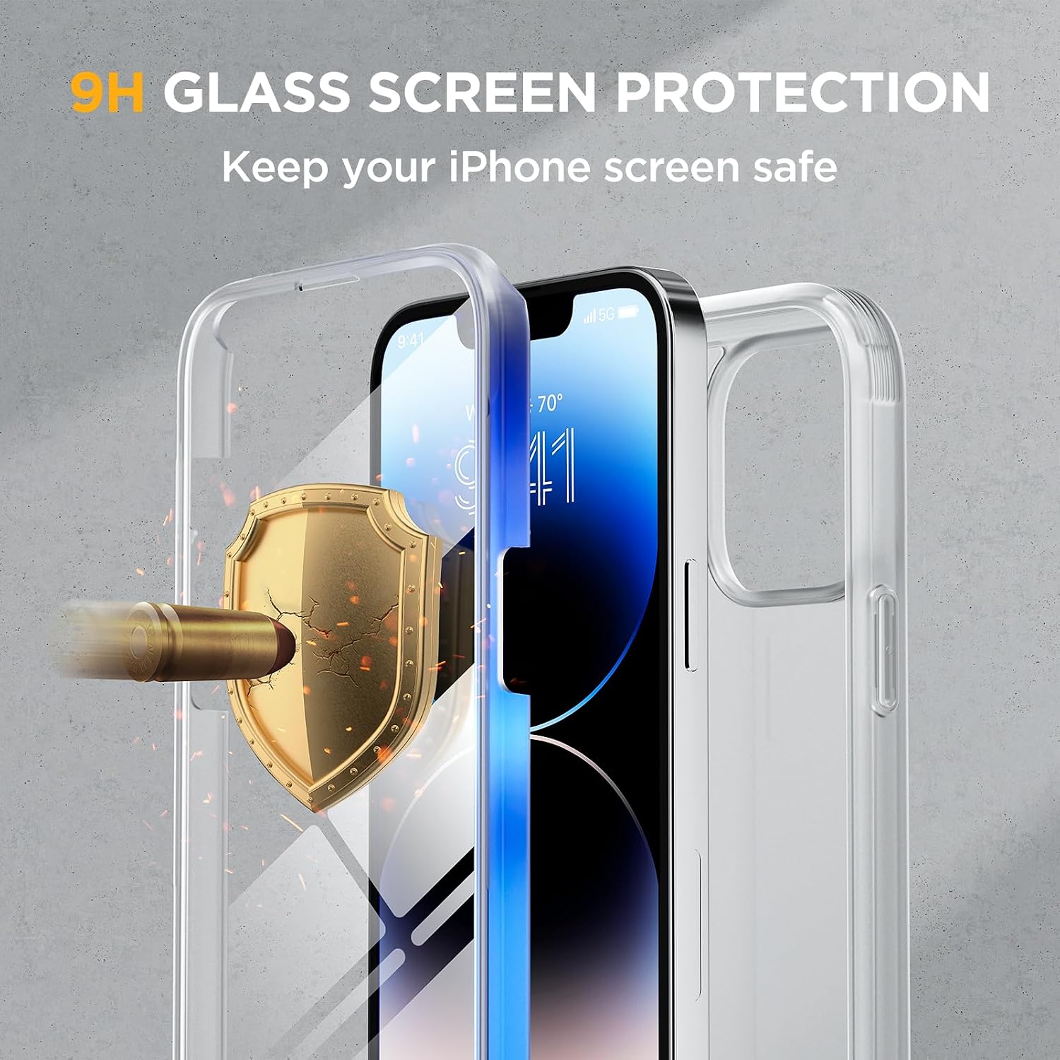 71aAH0cUXjL._AC_SL1500_ Miracase Glass Series Designed for iPhone 14 Pro Max Case 6.7 Inch, Upgrade Full-Body Magnetic Case with Built-in 9H Tempered Glass Screen Protector, with Camera Lens Protector, Frosted Clear