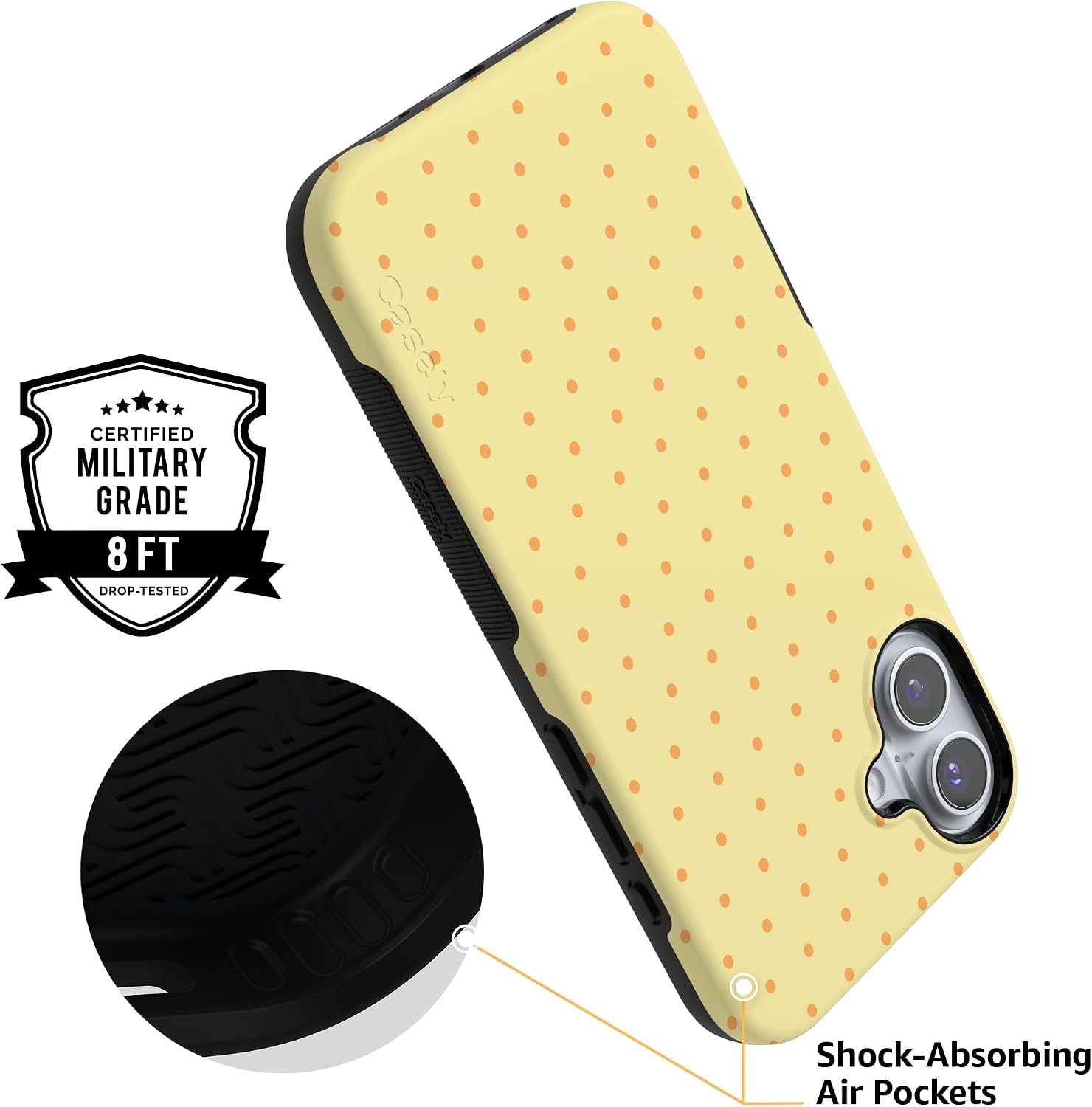 71aHj891fDL._AC_SL1500_ Casely iPhone 16 Plus Case | On the Dot | Yellow Polka Dot | Bold Protective Design | Compatible with MagSafe