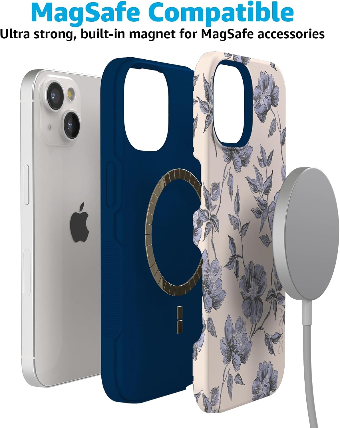 71aO4sOFTL._AC_SL1500_ Casely iPhone 15 Case | Ink & Iris | Vintage Floral | Bold Protective Design | Compatible with MagSafe