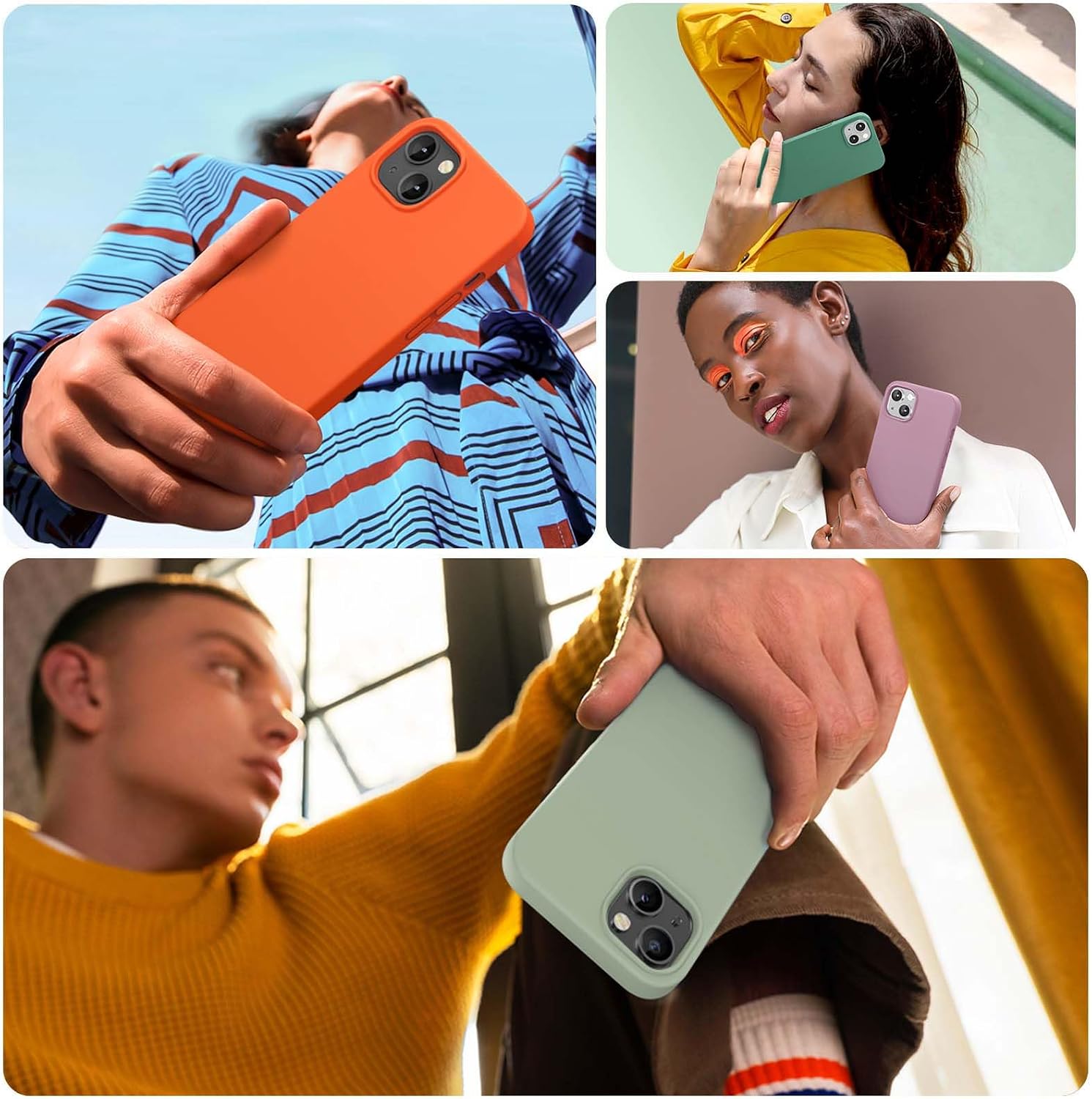 Miracase Designed for iPhone 13 Case, [Soft Anti-Scratch Microfiber Lining], Shockproof Liquid Silicone Rubber Phone Case Cover for 13 6.1 inch, Patina Green