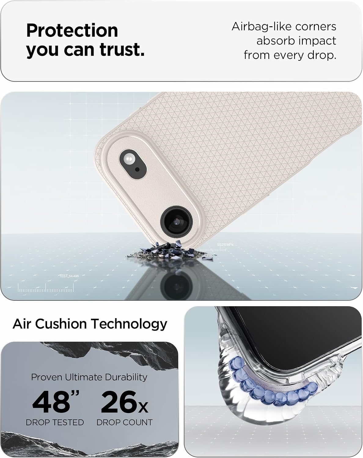 Spigen for iPhone Air Case, Liquid Air [TPU Covered Camera Control] [No Magnet Ring] [Military-Grade Protection] - Natural Titanium