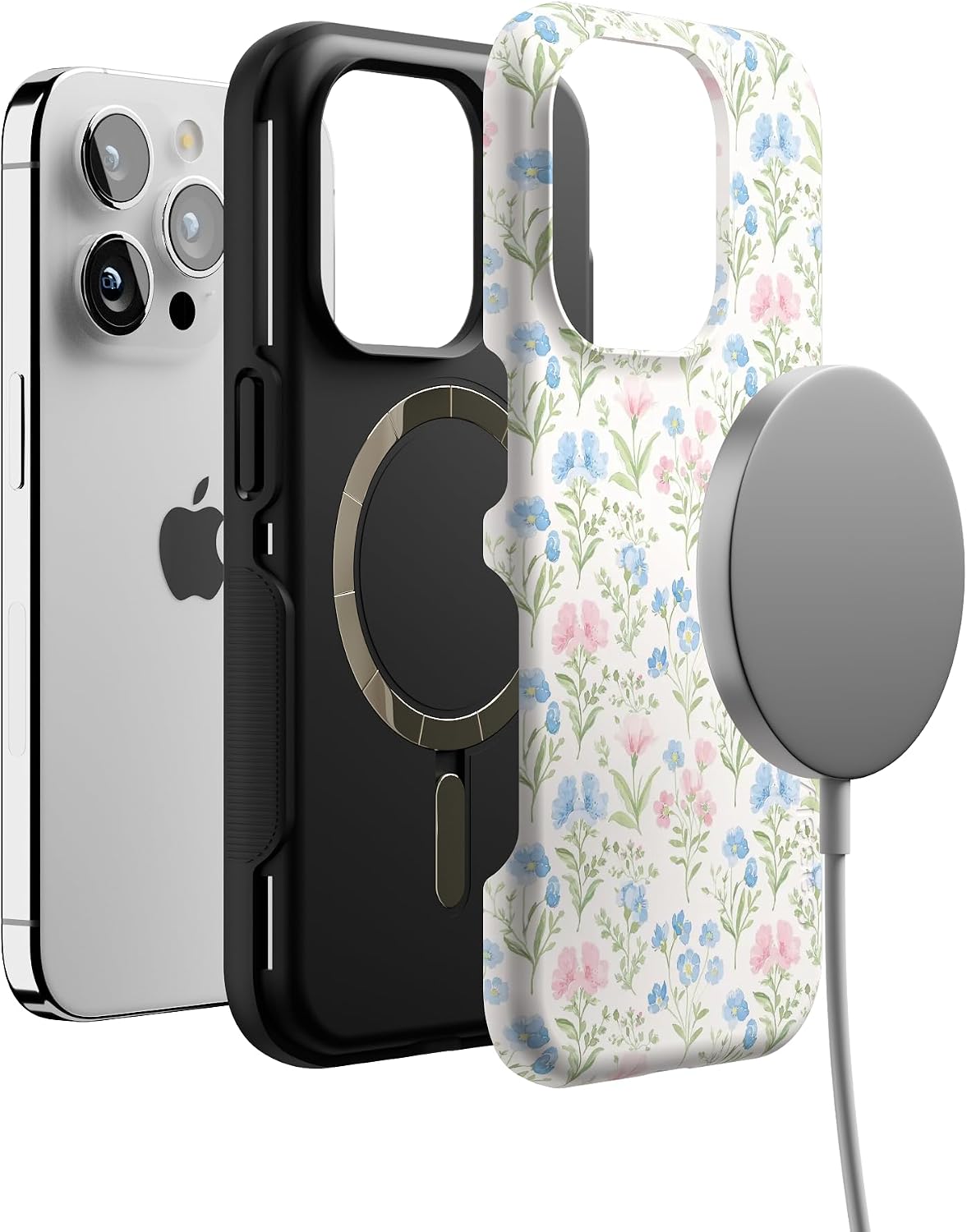 71aoXVAycLL._AC_SL1500_ Casely iPhone 15 Pro Case | Sunday Best | Pastel Garden | Bold Protective Design | MagSafe Compatible Design