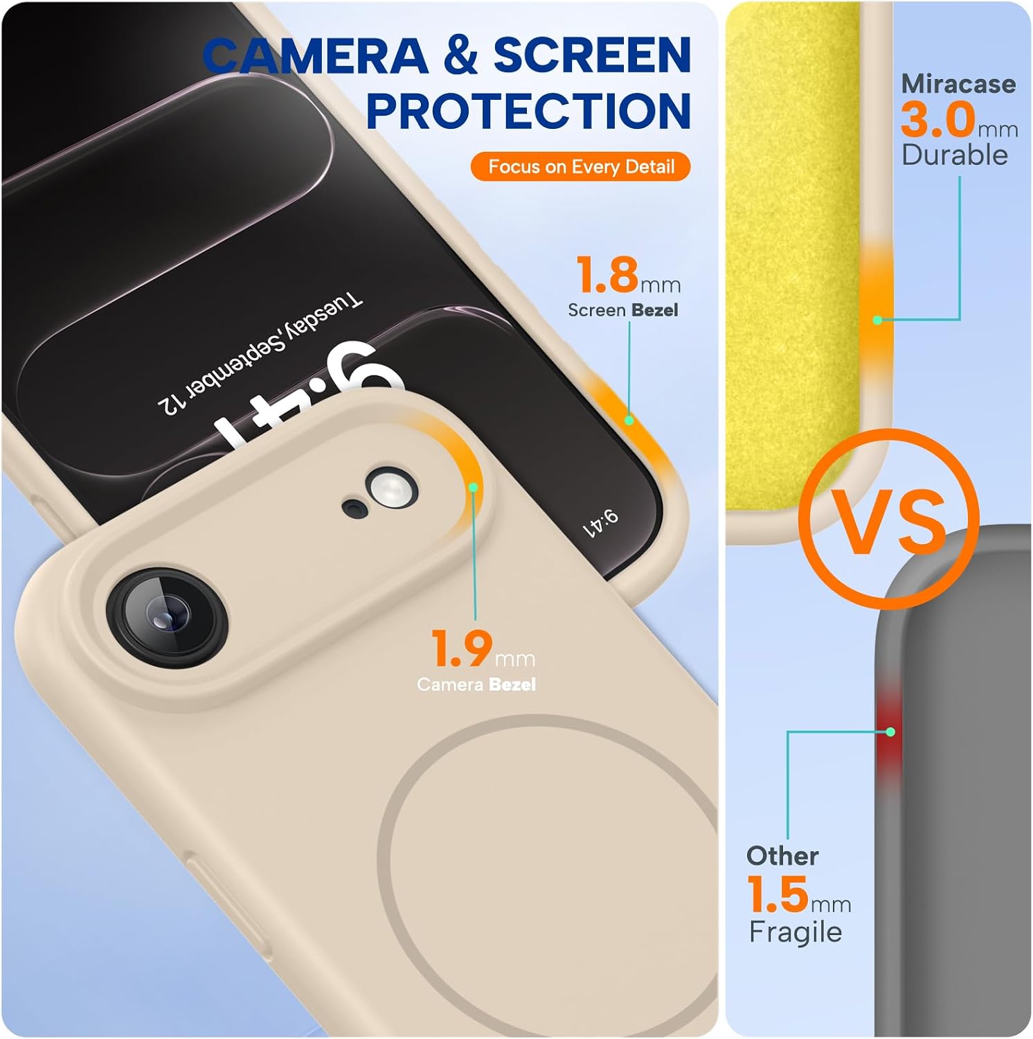 71apX7zXEGL._AC_SL1500_ Miracase Magnetic for iPhone Air Case, Compatible with MagSafe, Integrated Silicone Camera Control Cover, 3.0mm Thicken Shockproof Drop Protection Phone Case for 17 Air,Dark Green