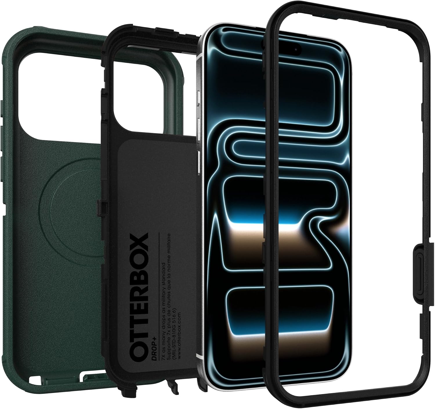 71auEywcjEL._AC_SL1500_ OtterBox iPhone 17 Pro Max (Only) - Defender Series Case - Roasted Cashew Mist (Green & Black) - Snaps on MagSafe - Tough - Rugged & Durable