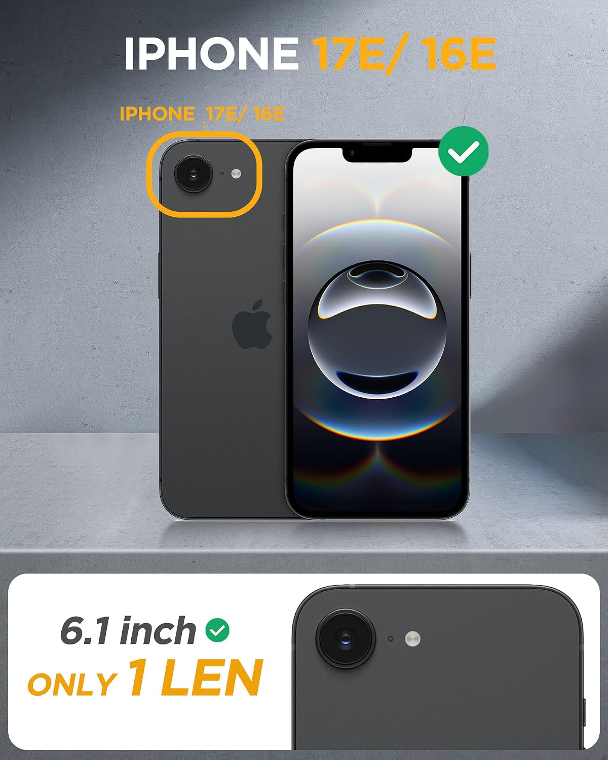 Miracase for iPhone 17e Case & iPhone 16e Case, Full-Body Phone with Built-in Glass Screen Protector, [Magnetic with MagSafe] Military Drop Proof 17 E/ 16 E Cover, Clear Black