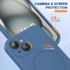 Miracase Compatible with iPhone 15 Case, [Soft Anti-Scratch Microfiber Lining], Liquid Silicone Case Gel Rubber Shockproof Drop Protection Phone Case for iPhone 15, Glass Blue