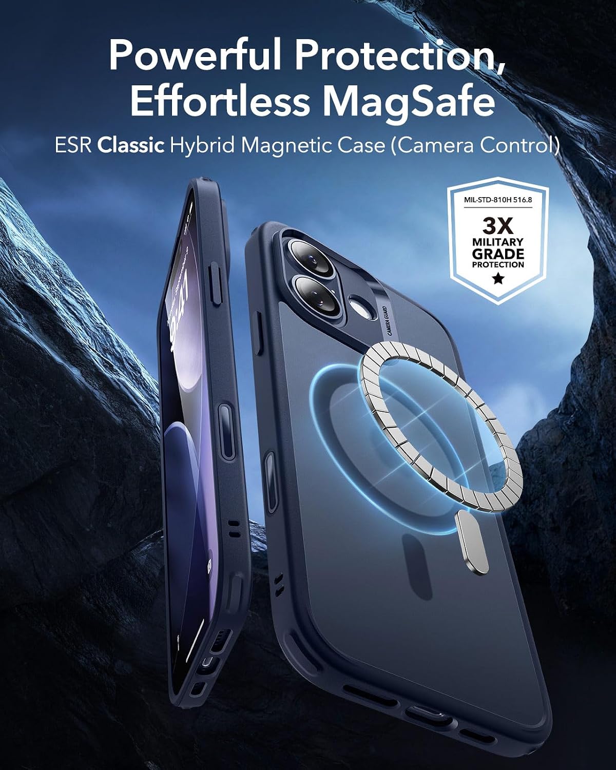 71b7NzC7HL._AC_SL1500_ ESR for iPhone 17 Case, Camera Control Cover, Compatible with MagSafe, Shockproof Military-Grade Protection, Magnetic Phone Case for iPhone 17, Classic Hybrid Case, Frosted Blue