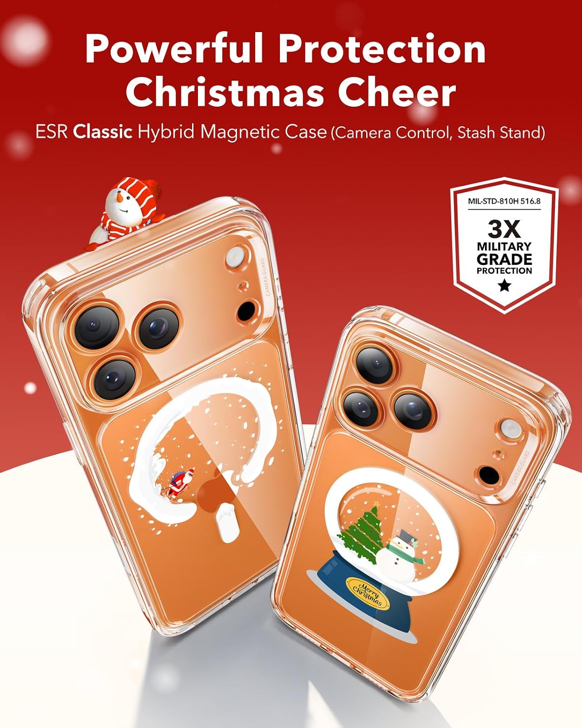 71bCi6toNIL._AC_SL1500_ ESR for iPhone 17 Pro Case, Camera Control Cover, Compatible with MagSafe, Shockproof Military-Grade Protection, Magnetic Phone Case for iPhone 17 Pro, Classic Hybrid Case, Christmas Globe