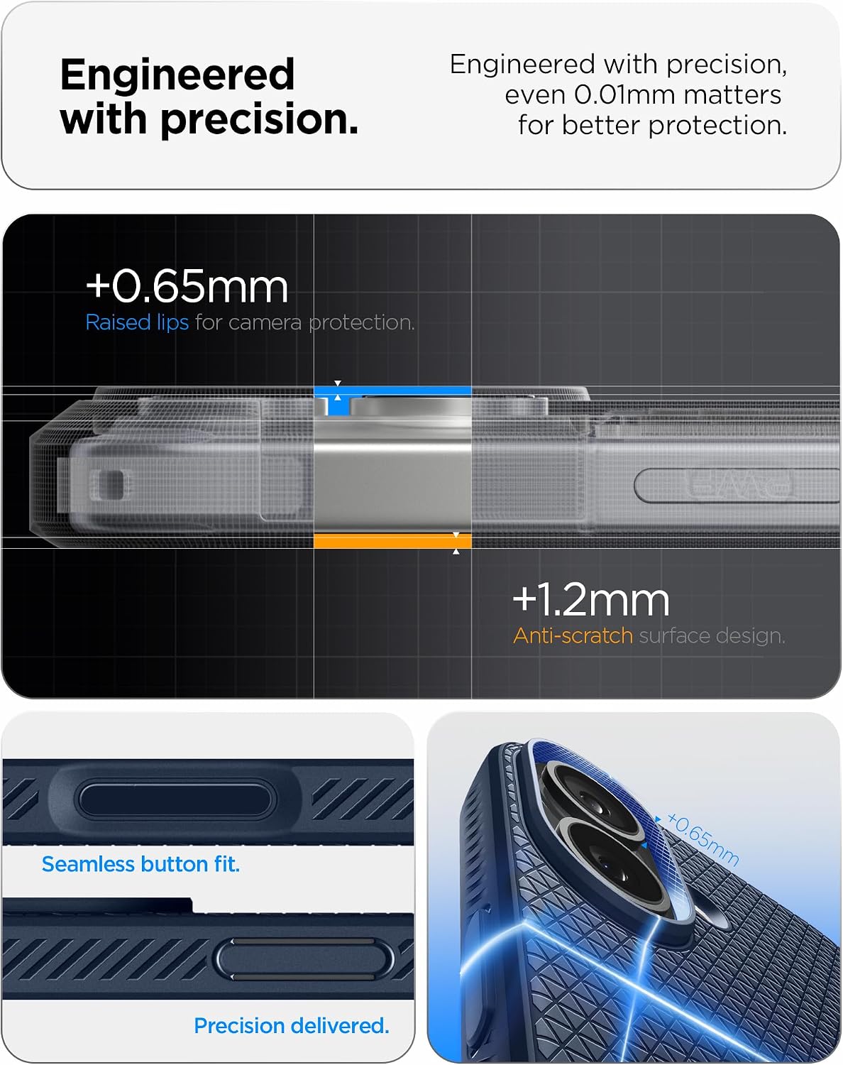 Spigen for iPhone 17 Case, Liquid Air [TPU Covered Camera Control] [No Magnet Ring] [Military-Grade Protection] - Navy Blue