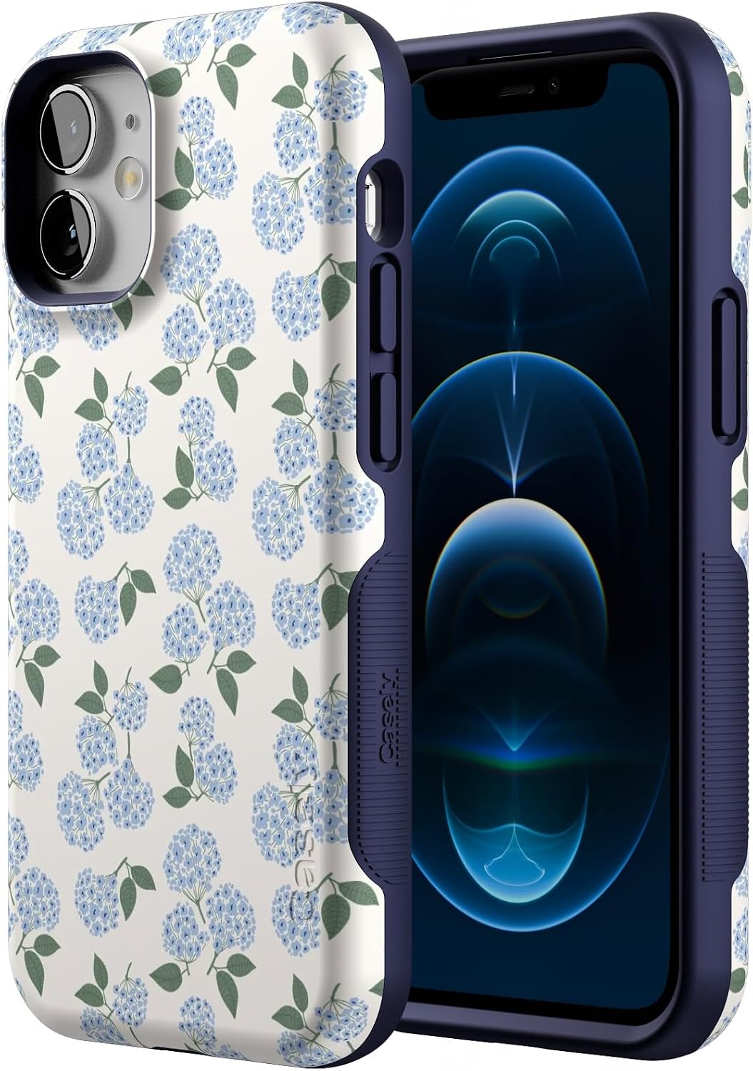 71bHtzUmBxL._AC_SL1500_ Casely iPhone 12 Mini Case | Nantucket Cottage | Blue Hydrangea | Bold Protective Design | Compatible with MagSafe