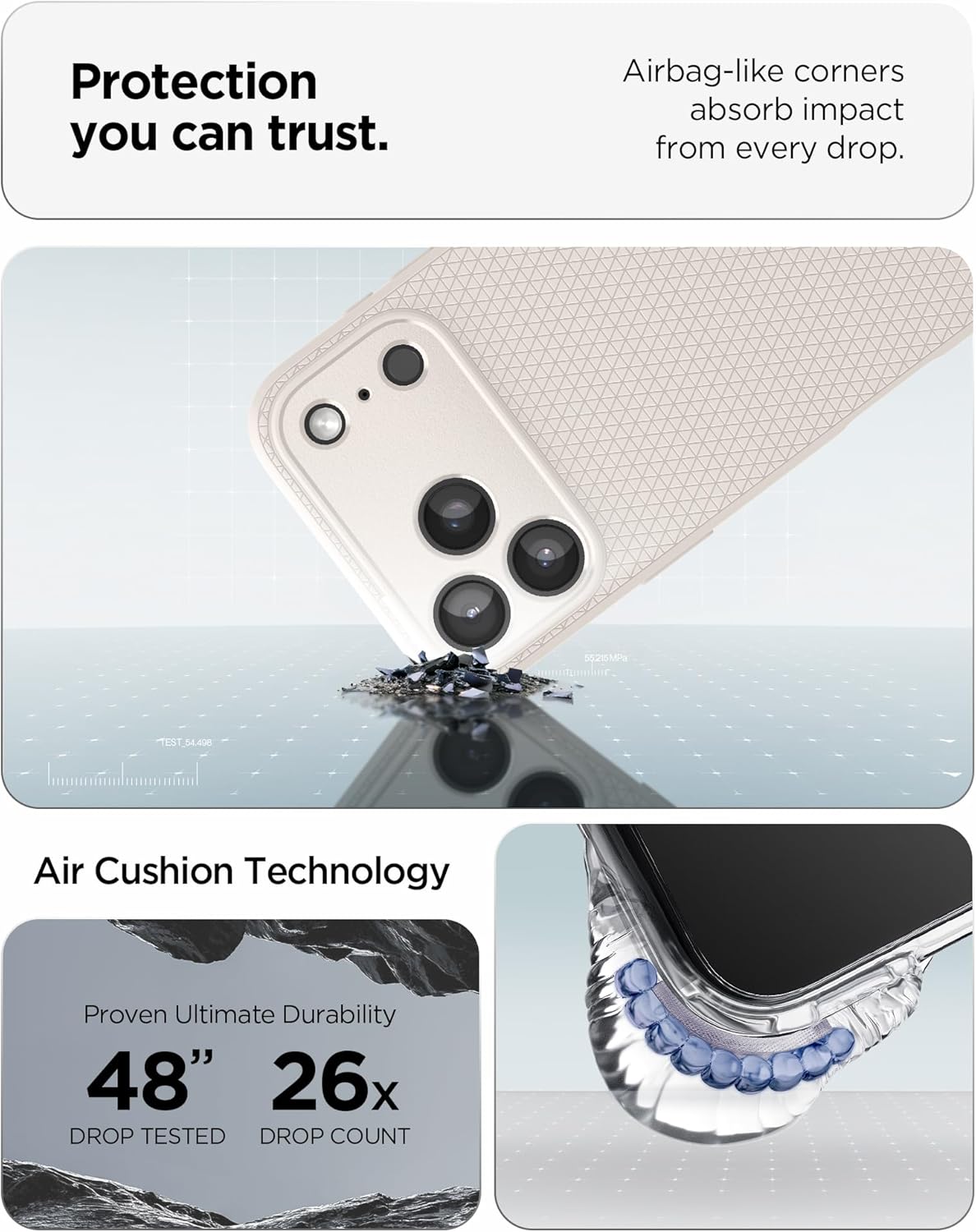 Spigen for iPhone 17 Pro Max Case, Liquid Air [TPU Covered Camera Control] [No Magnet Ring] [Military-Grade Protection] - Natural Titanium
