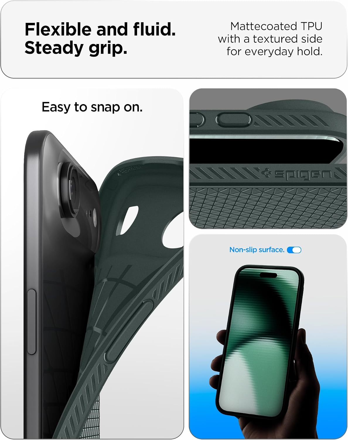 Spigen for iPhone Air Case, Liquid Air [TPU Covered Camera Control] [No Magnet Ring] [Military-Grade Protection] - Abyss Green