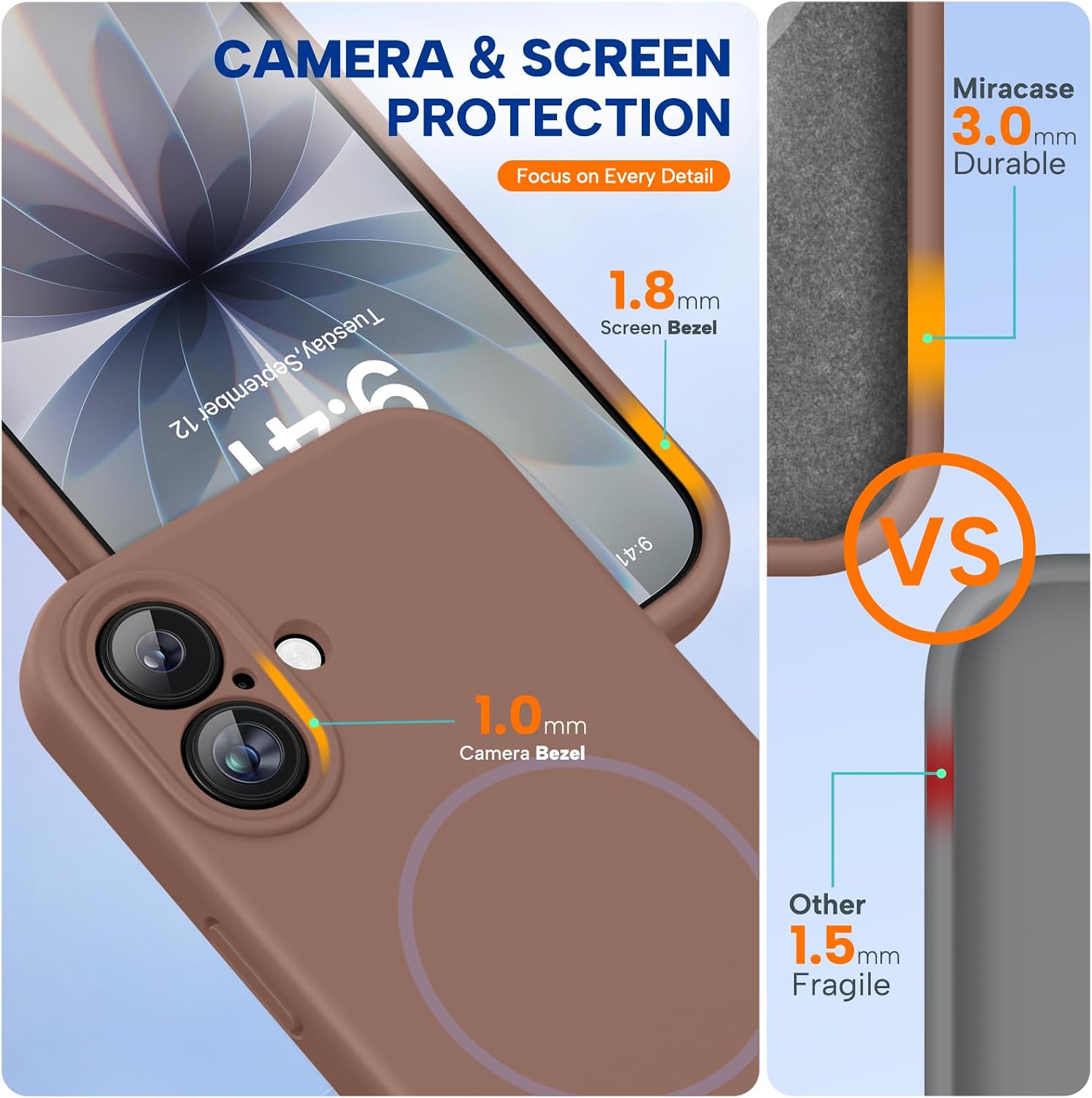 71d9FBtdKLL._AC_SL1500_ Miracase Magnetic for iPhone 17 Case, Compatible with MagSafe, Integrated Silicone Camera Control Cover, 3.0mm Thicken Shockproof Drop Protection Phone Case for 17,Chocolate