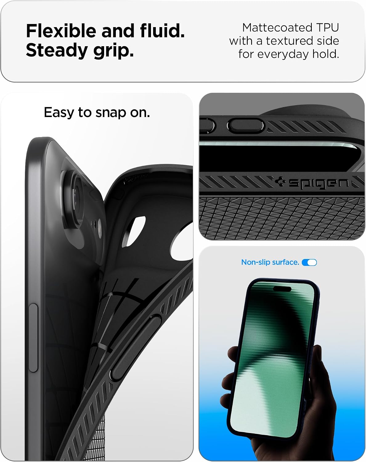 Spigen for iPhone Air Case, Liquid Air [TPU Covered Camera Control] [No Magnet Ring] [Military-Grade Protection] - Matte Black