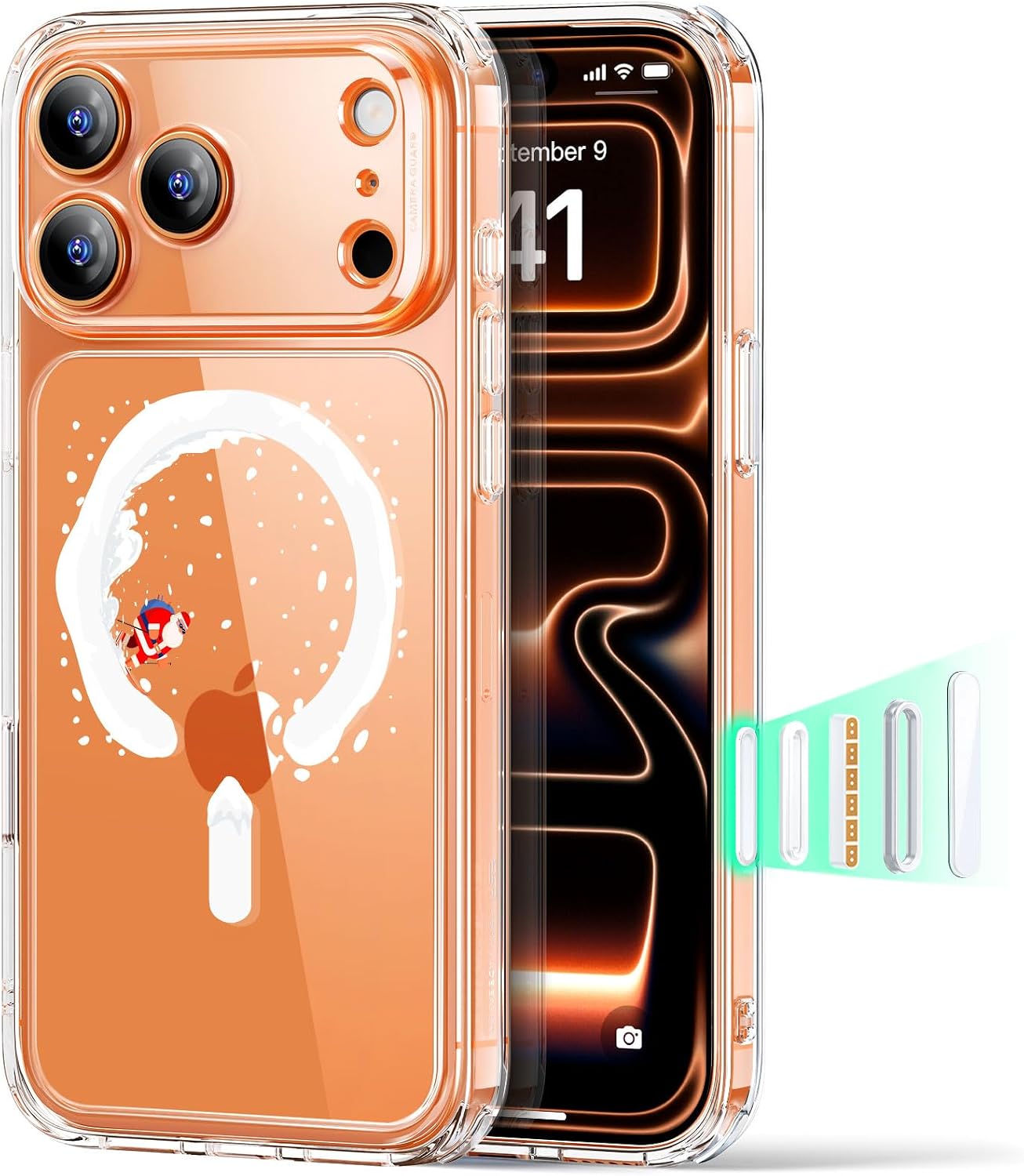 71dYeY8Yz6L._AC_SL1500_ ESR for iPhone 17 Pro Max Case, Camera Control Cover, Compatible with MagSafe, Shockproof Military-Grade Protection, Magnetic Phone Case for iPhone 17 Pro Max, Classic Hybrid Case, Santa Skater