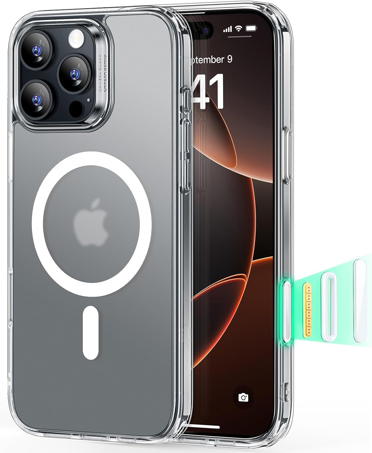 71dqJVjBJUL._AC_SL1500_ ESR for iPhone 16 Pro Max Case, Camera Control Cover, Compatible with MagSafe, Shockproof Military-Grade Protection, Magnetic Phone Case for iPhone 16 Pro Max, Classic Hybrid Case, Frosted Clear