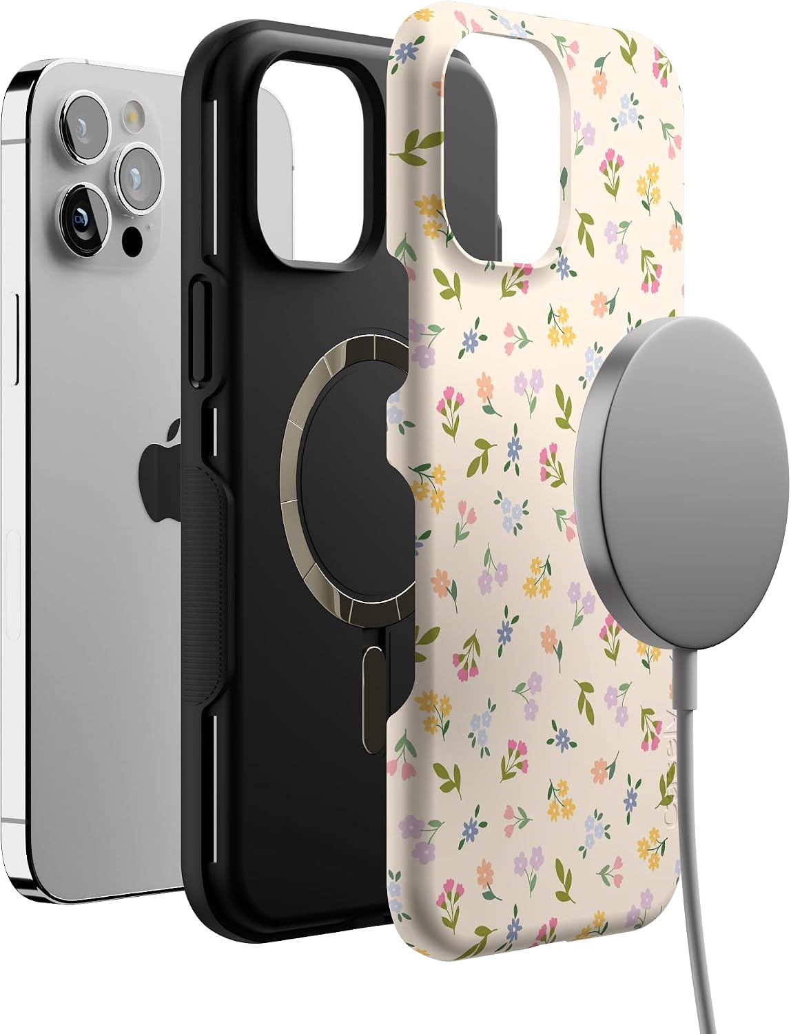 71dsiOQqQ5L._AC_SL1500_ Casely iPhone 12 Pro Max Case | Ditsy Floral | Tiny Flowers | Bold Protective Design | Compatible with MagSafe