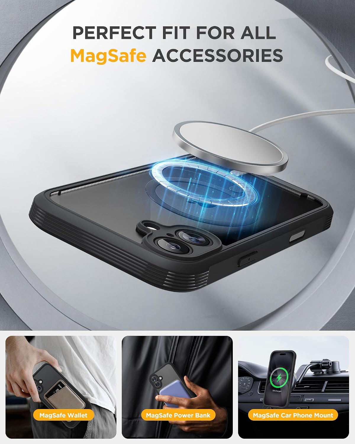71e2PdQOYVL._AC_SL1500_ Miracase for iPhone 16 Case 6.1'', Full-Body Bumper Phone case with Built-in Full Glass Screen &Camera Control,No Gap,Compatible with MagSafe,Drop Proof 16 Cover,Black