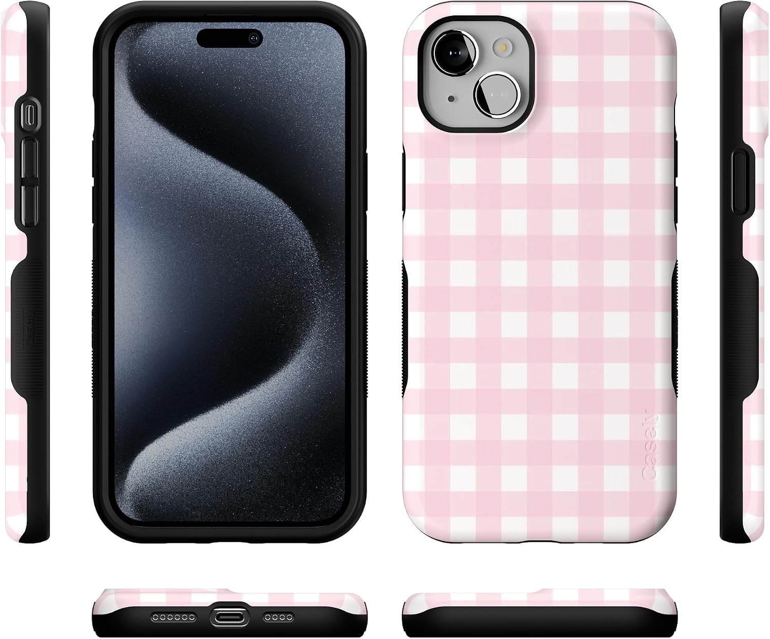 71e2dnsxxyL._AC_SL1500_ Casely iPhone 15 Plus Case | Pink Plaid | Sunday Best | Bold Protective Design | Compatible with MagSafe