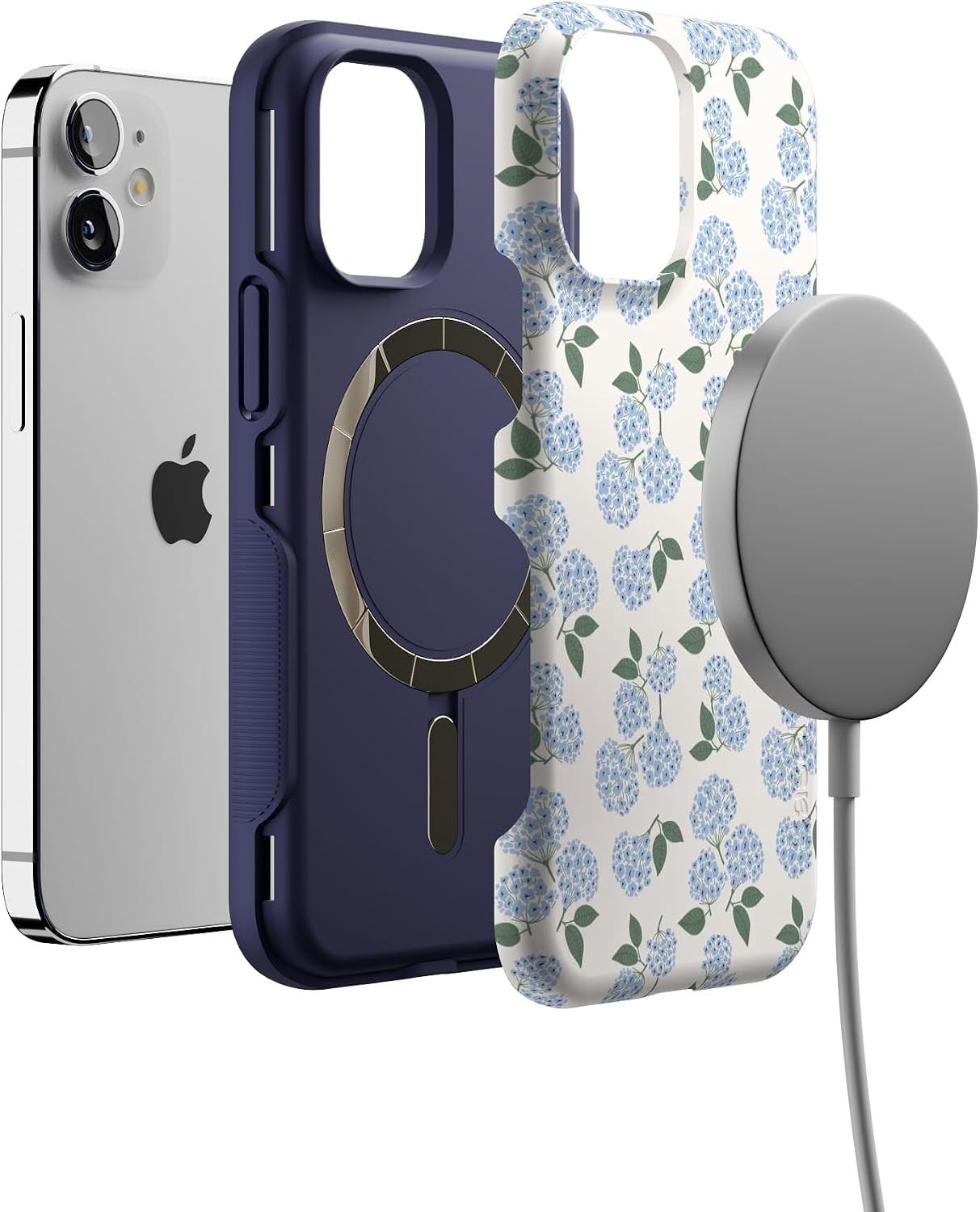 71eUsp4E7L._AC_SL1500_ Casely iPhone 12 Mini Case | Nantucket Cottage | Blue Hydrangea | Bold Protective Design | Compatible with MagSafe