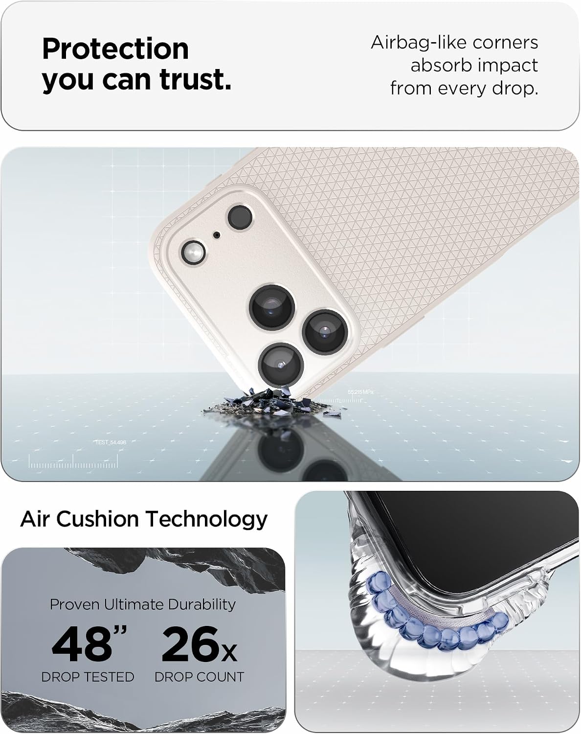 Spigen for iPhone 17 Pro Case, Liquid Air [TPU Covered Camera Control] [No Magnet Ring] [Military-Grade Protection] - Natural Titanium