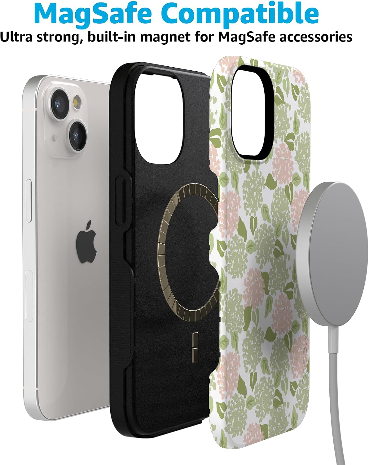71fSh-8r4WL._AC_SL1500_ Casely iPhone 15 Plus Case | Hydrangea Haze | Floral Garden | Bold Protective Design | Compatible with MagSafe