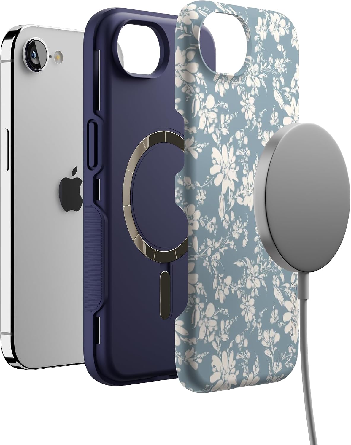 71fUpCQ4mUL._AC_SL1500_ Casely iPhone 16e Case | Afternoon Tea | Blue Floral | Bold Protective Design | Compatible with MagSafe