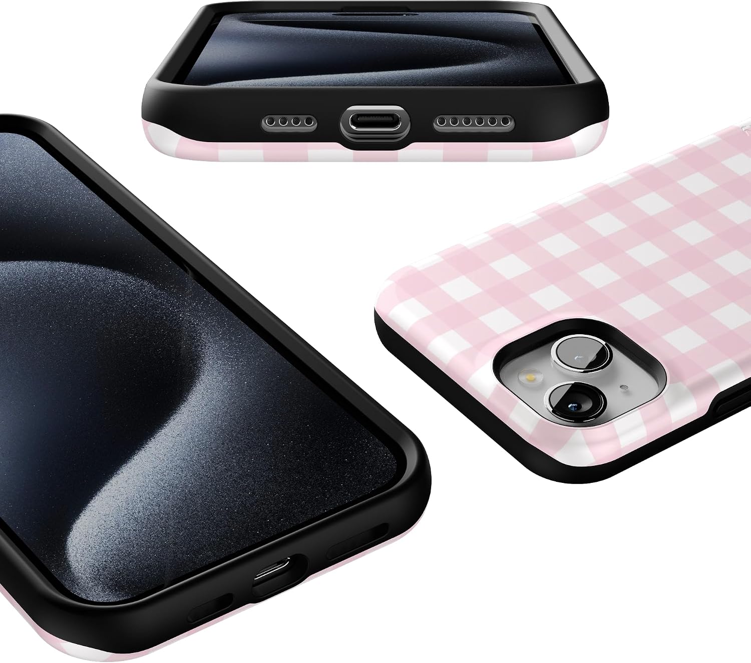 71fZJ8RgsNL._AC_SL1500_ Casely iPhone 15 Plus Case | Pink Plaid | Sunday Best | Bold Protective Design | Compatible with MagSafe