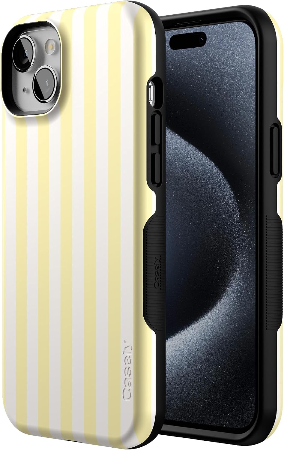 71fd-NHnlUL._AC_SL1500_ Casely iPhone 15 Case | Butter Yellow Stripes | Sunday Best | Bold Protective Design | Compatible with MagSafe