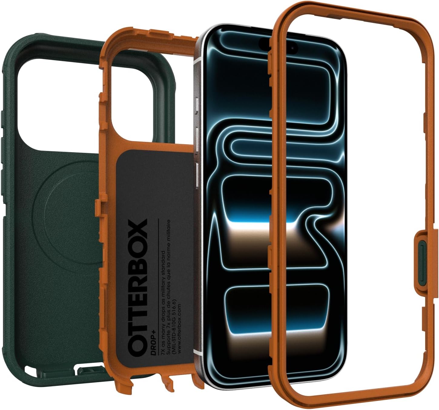 71fdYXJCLL._AC_SL1500_ OtterBox iPhone 17 Pro Defender Pro Series Case - Green Intrigue - Tough, Rugged & Durable iPhone Case, Snaps on MagSafe
