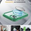 Miracase Magnetic for iPhone 15 Plus Case 6.7'' [Compatible with Magsafe] Full-Body Military Drop Proof 15 Plus Phone Case Cover with Built-in 9H Tempered Glass Screen Protector,Magnetic Green