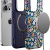 71fjR7Qv3SL._AC_SL1500_ Casely iPhone 14 Pro Case | Full Bloom | Navy Floral | Bold Protective Design | Compatible with MagSafe