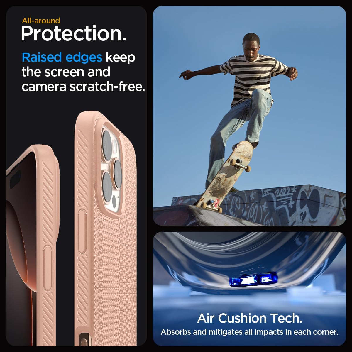 Spigen Liquid Air Designed for iPhone 16 Pro Case [NOT Compatible with MagSafe], [Military-Grade Protection] - Rose Titanium