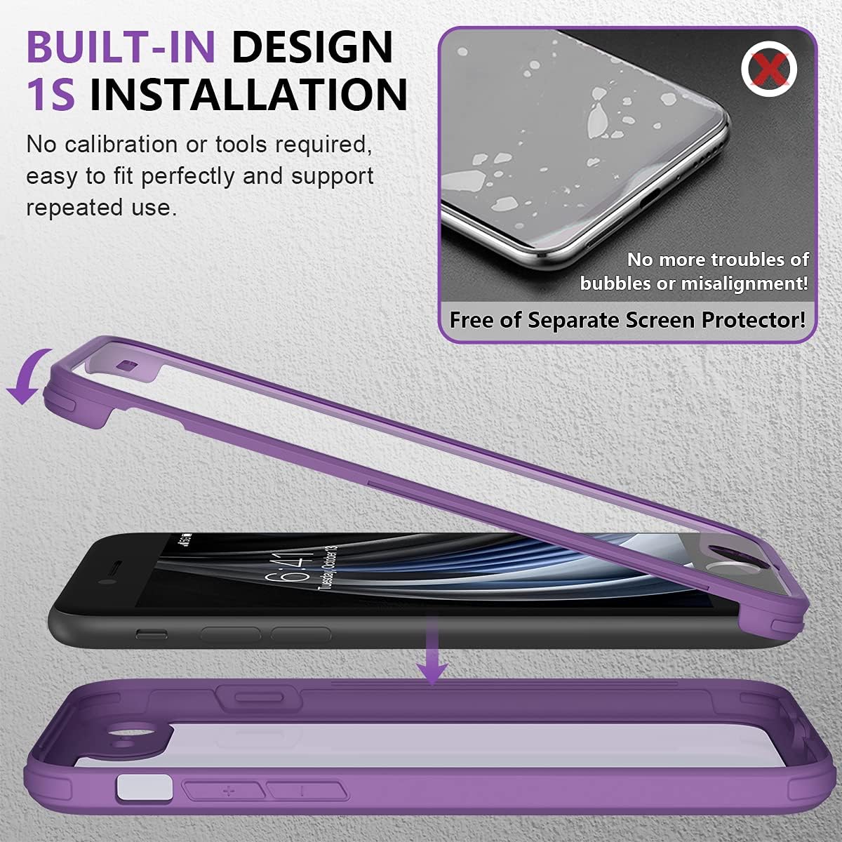 71gPvM-A95S._AC_SL1200_ Miracase Crossbody Phone Lanyard Cases, Clip and Go Strap for iPhone SE, Adjustable Crossbody Cell Belt with Zippered Pouch, Neck Shoulder Cell Lanyard for Women, Purple