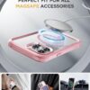Miracase Magnetic for iPhone 15 Pro Case [Compatible with MagSafe] Full-Body Phone case with Built-in Glass Screen Protector& Camera Protector, Military Drop Proof 15 Pro Cover, Magnetic Pink
