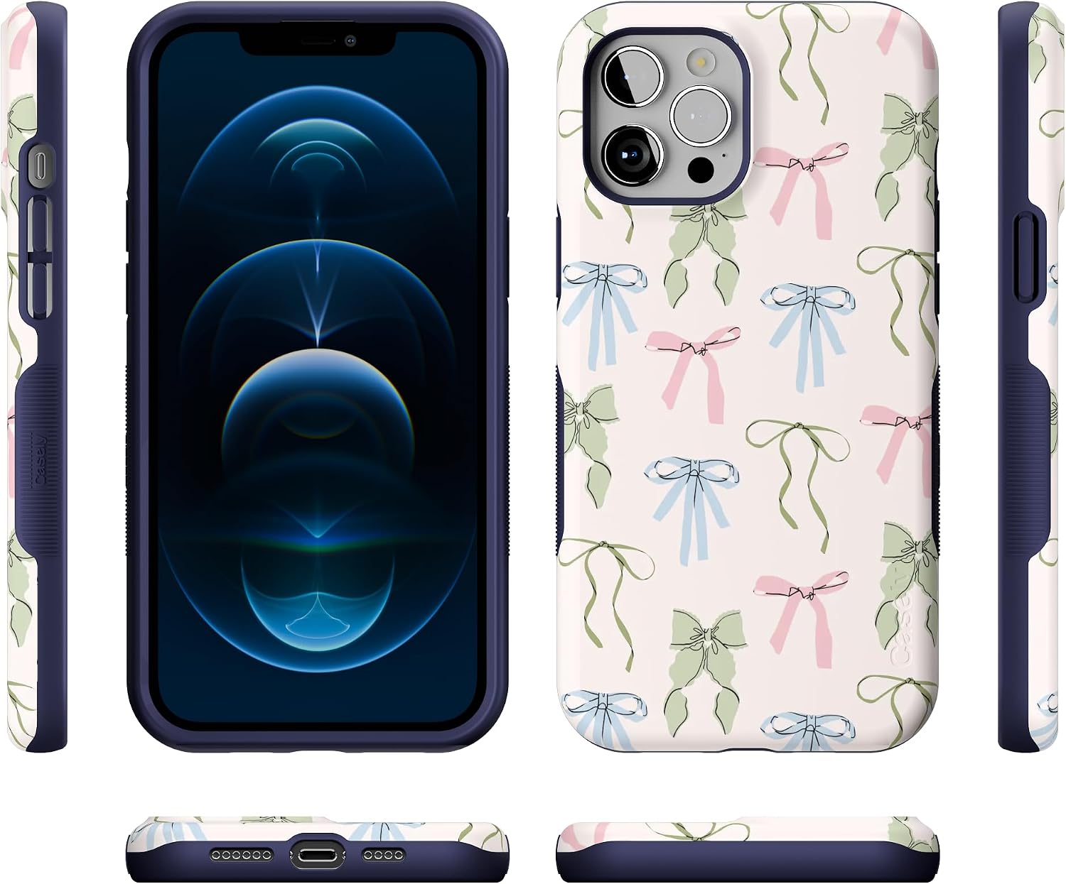 71gT7FJPbNL._AC_SL1500_ Casely iPhone 12 Pro Max Case | Whimsy Girlie | Pastel Bows | Bold Protective Design | Compatible with MagSafe
