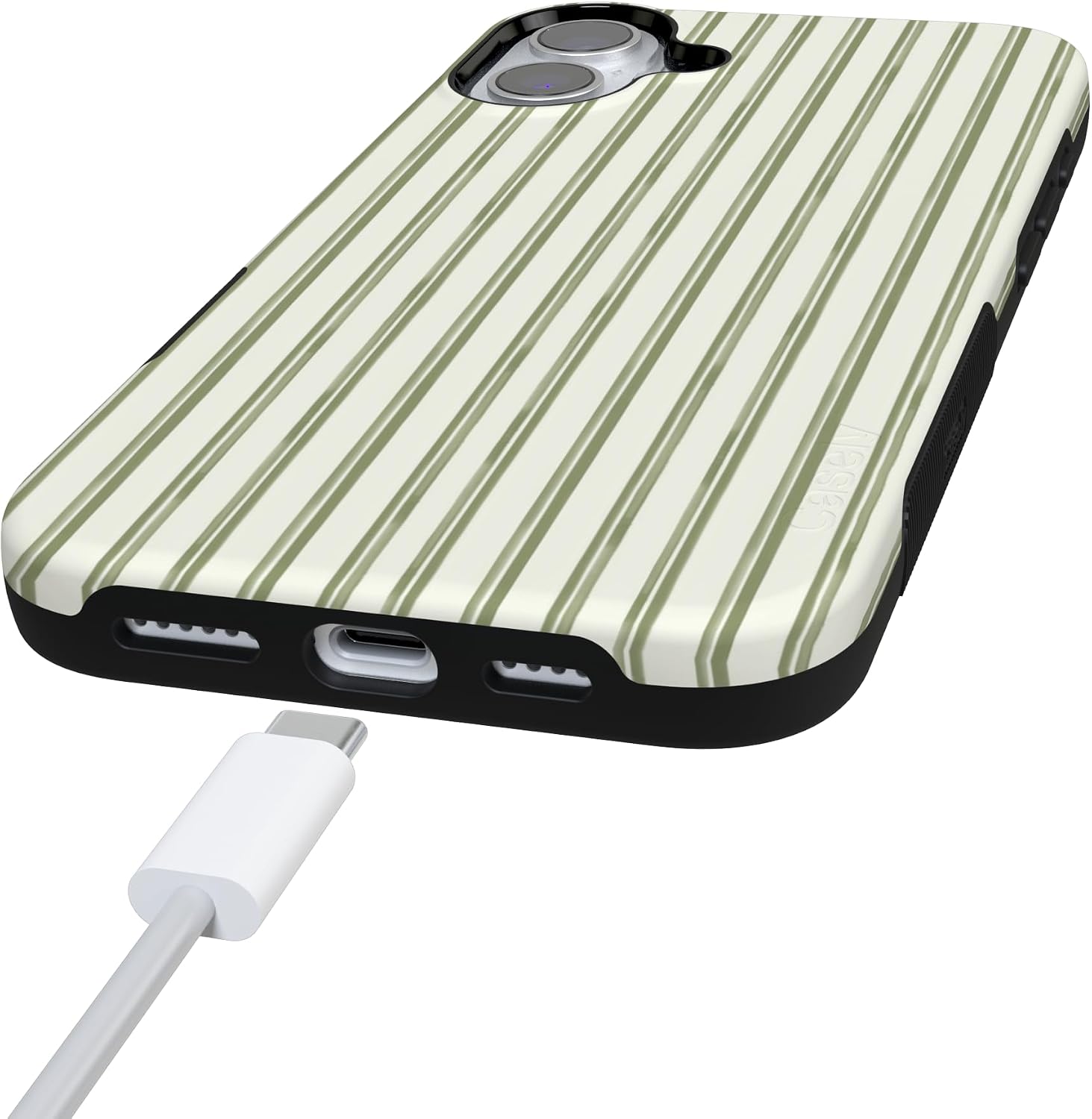 71gVURQJUL._AC_SL1500_ Casely iPhone 16 Case | Linen Stripe | The Boyfriend Collection | Bold Protective Design | Compatible with MagSafe