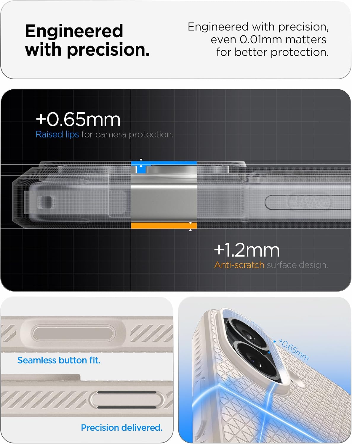 Spigen for iPhone 17 Case, Liquid Air [TPU Covered Camera Control] [No Magnet Ring] [Military-Grade Protection] - Natural Titanium