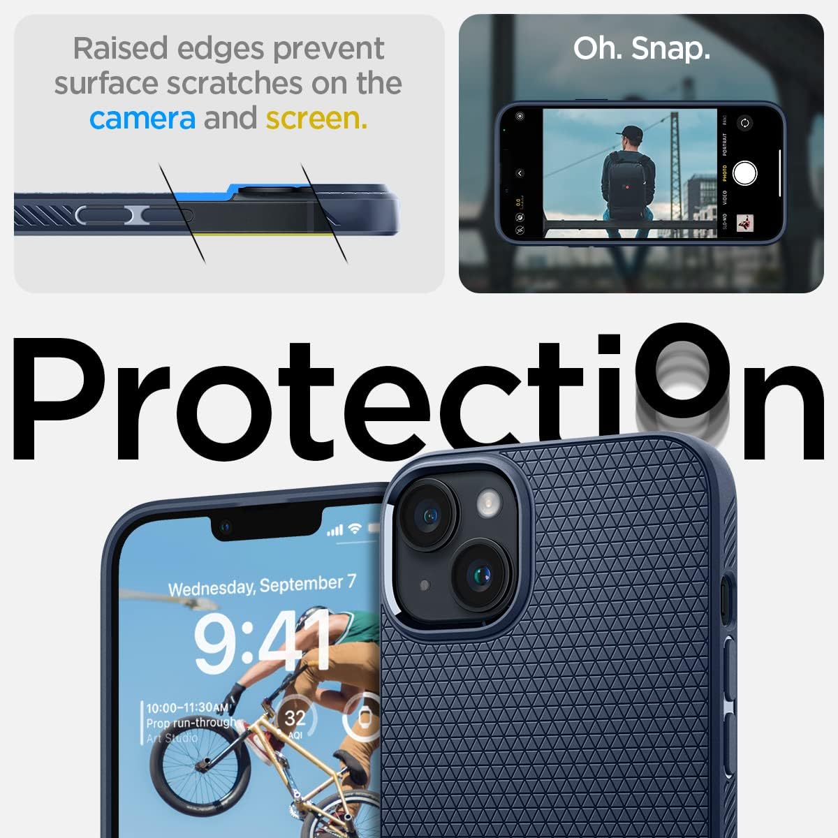 Spigen Liquid Air Designed for iPhone 14 Case (2022) [Military-Grade Protection] - Navy Blue
