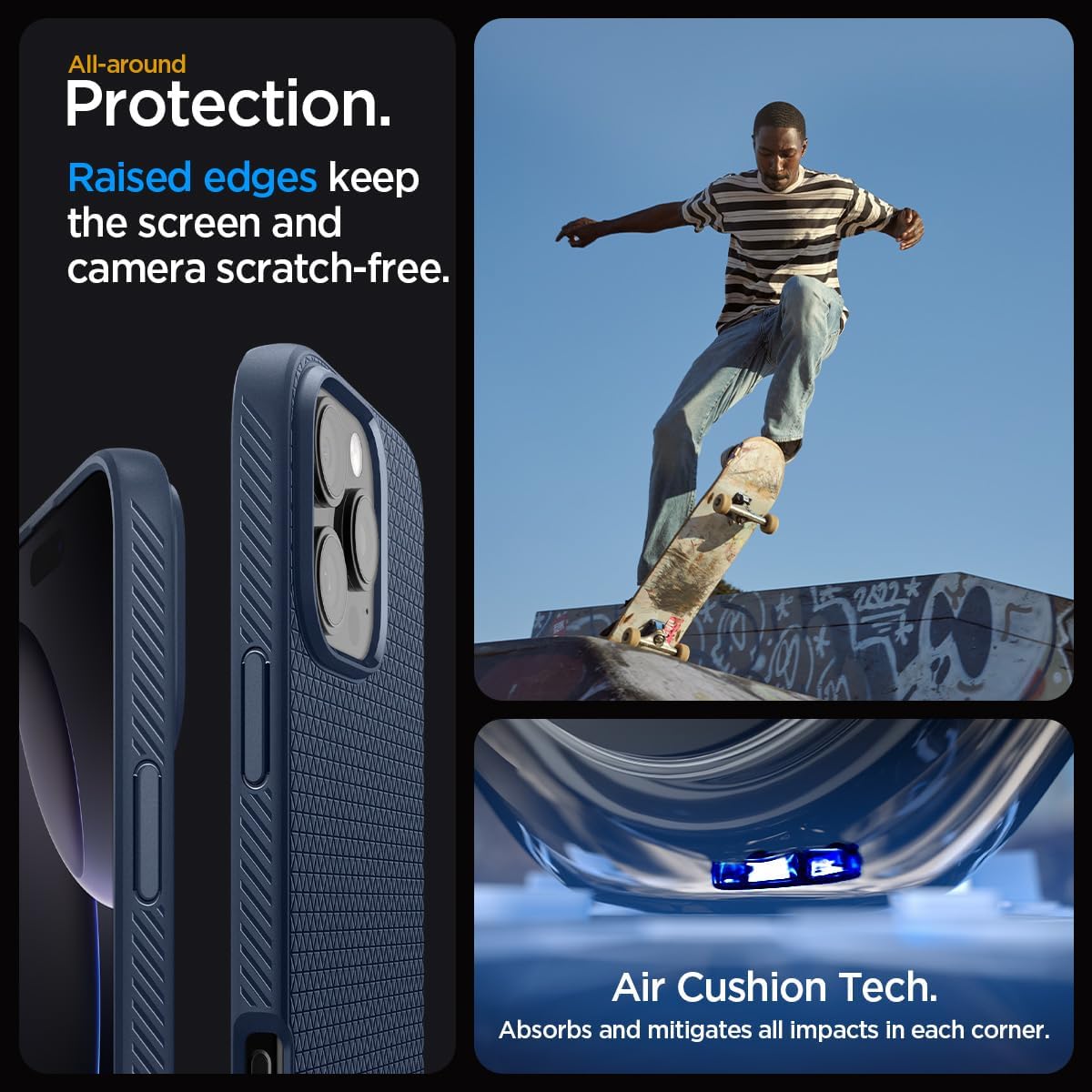 Spigen Liquid Air Designed for iPhone 16 Pro Case [NOT Compatible with MagSafe], [Military-Grade Protection] - Navy Blue