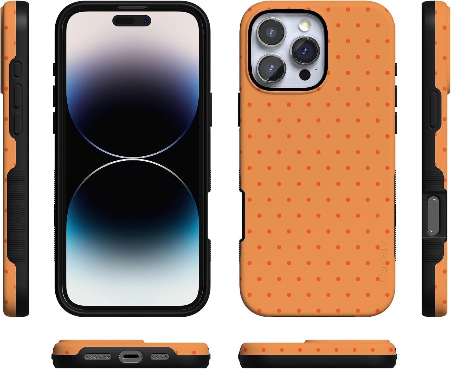 71gvfT0EW0L._AC_SL1500_ Casely iPhone 16 Pro Case | On the Dot | Orange Polka Dot | Bold Protective Design | Compatible with MagSafe