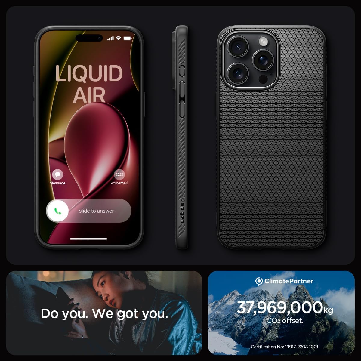 Spigen Liquid Air Designed for iPhone 15 Pro Case (2023) [Military-Grade Protection] - Matte Black