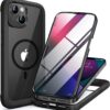 71hUdAD9TTL._AC_SL1500_ Miracase for iPhone 13 mini Case 5.4",Full-Body Protection,Clear Bumper Case with Built-in 9H Tempered Glass Screen Protector,Military-Grade Drop Protection Outdoor Phone Case for iPhone 13 mini,Black
